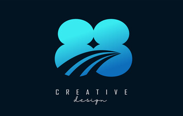 Creative number 88 logo with leading lines and road concept design. Letter with geometric design. Vector Illustration with number and creative cuts.