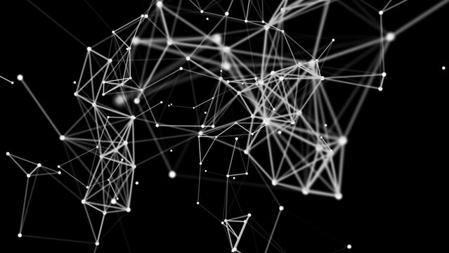 Triangular shapes in space. Science digital background. 3d rendering.
