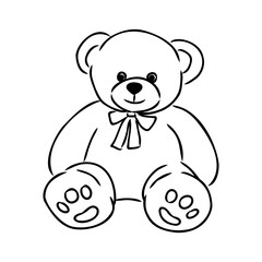 Hand drawn isolated Teddy bear. Doodle vector illustration