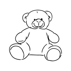Obraz premium Hand drawn isolated Teddy bear. Doodle vector illustration