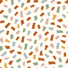 Pastel terrazzo seamless vector pattern. Hand-drawn geometric shapes. Abstract modern trendy Vector illustration.