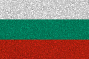 Bulgaria flag on styrofoam texture. national flag painted on the surface of plastic foam