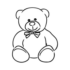 Hand drawn isolated Teddy bear. Doodle vector illustration