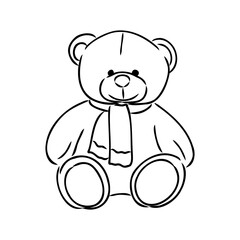 Hand drawn isolated Teddy bear. Doodle vector illustration