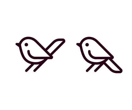 Simple cartoon bird line icon