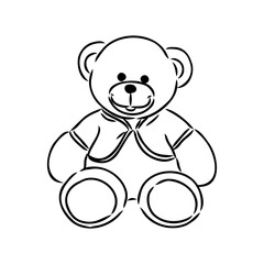Hand drawn isolated Teddy bear. Doodle vector illustration