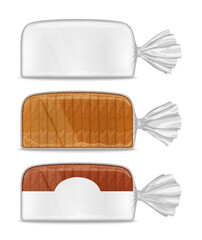 Vector bread packaging illustration, transparent plastic bag mockup