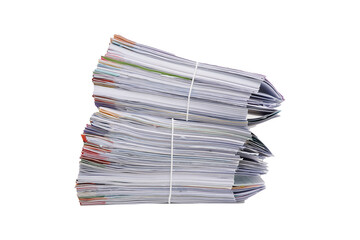 Stack of business documents papers isolated on white background