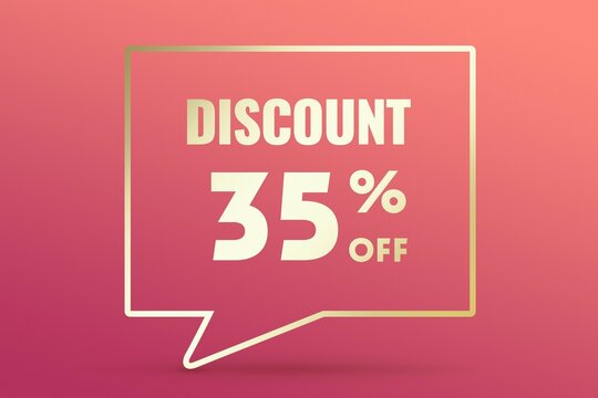 Image 35 of a discount as a message on a pink background. Price labele sale promotion market. purchase special