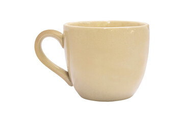 Empty ceramic mug isolated on transparent background. Empty glass