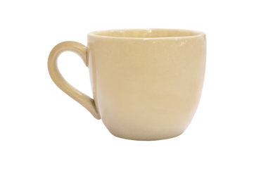 Empty ceramic mug isolated on transparent background. Empty glass