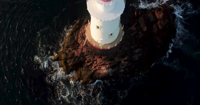 07/10/2022 - Little Compton, RI USA - Early morning video of the Sakonnet Point Light (West Island Light) between Little Compton and Tiverton Rhode Island, at Sakonnet River and Atlantic Ocean.	