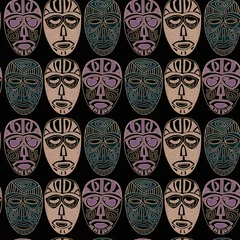 Papier Peint photo Crâne seamless pattern with masks