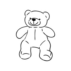 Hand drawn isolated Teddy bear. Doodle vector illustration