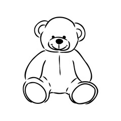 Hand drawn isolated Teddy bear. Doodle vector illustration