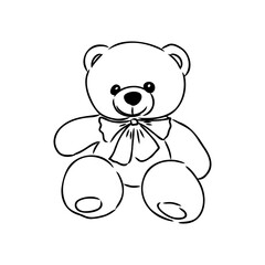 Hand drawn isolated Teddy bear. Doodle vector illustration