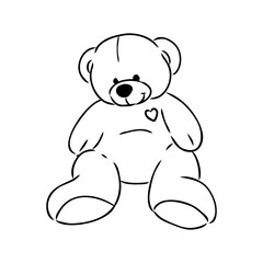 Hand drawn isolated Teddy bear. Doodle vector illustration
