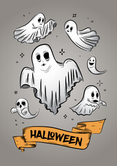 Ghost on grey background vector illustration