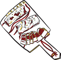 sketch illustration of Ukrainian dish sliced salo 