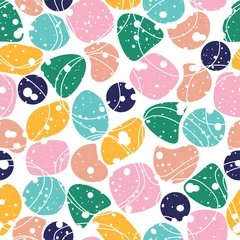 Fototapeten Colorful abstract seamless pattern. Hand drawn various shapes and doodle objects, texture dot shapes. Modern  design for paper, cover, fabric, interior decor and other users. Vector illustration. © Antheia Leia