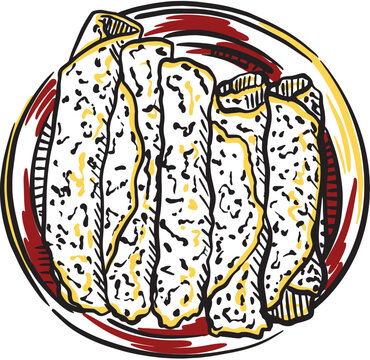 creamy yellow rolls on red plate clip art preview