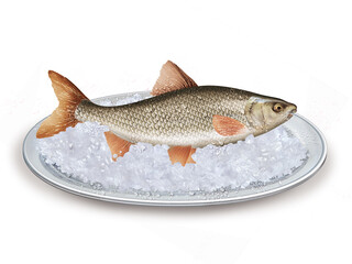 hotu , poisson, plateau, glace pilé, fraîcheur, frais, pêche, aliment, mer, animal, ailette, sain, queue, fond blanc, attraper, repas, cuisiner, plat, viande