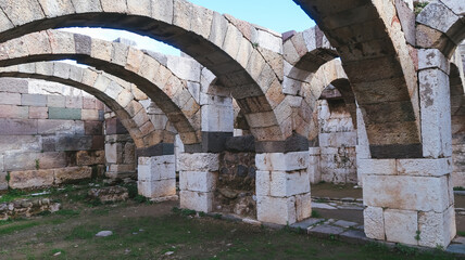 Structure arches inside the ancient city of Smyrna, Izmir, Turkey
