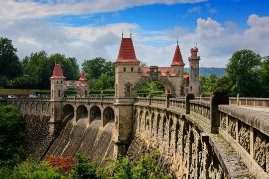 Fairytale dam reservoir in Czech Republic - Les kr&aacute;lovstv&iacute; (the forest of the kingdom)