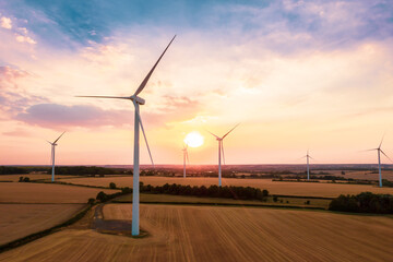 Landscape with Turbine Green Energy Electricity, Windmill for electric power production, Wind turbines generating electricity. Aerial view of wind turbine farm. electricity generator wind turbines. 