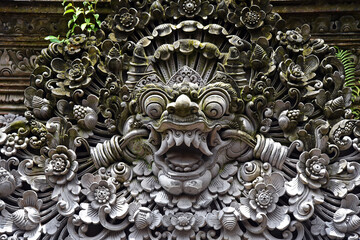 Bali deity Demon Barong Face stone carving