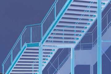 abstract blue stairs