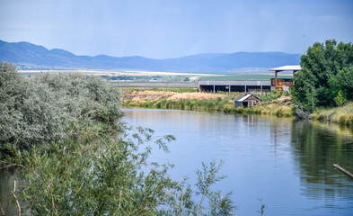 Mountains behind  Cutler marsh, Cache Valley, Utah