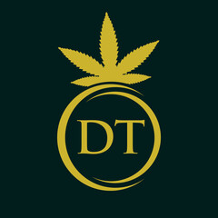 Letter DT Marijuana Logo. Cannabis Logo Sign For Therapy, Medical and Health Care