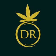 Letter DR Marijuana Logo. Cannabis Logo Sign For Therapy, Medical and Health Care