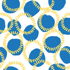 abstract background with circles. Minimal, flat style. Blue and yellow color. Modern concept ukraine