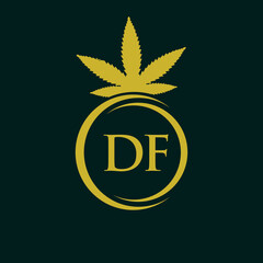 Letter DF Marijuana Logo. Cannabis Logo Sign For Therapy, Medical and Health Care