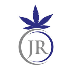 Letter JR Marijuana Logo. Cannabis Logo Sign For Therapy, Medical and Health Care