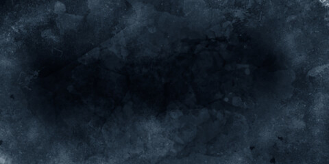 Dark backdrop moody blue color old cement plaster wall with spots and grunge textures for background. Dark rough cement wall background for graphic design or wallpaper. Dark blue grungy wall