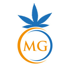 Letter MG Marijuana Logo. Cannabis Logo Sign For Therapy, Medical and Health Care