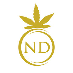 Letter ND Marijuana Logo. Cannabis Logo Sign For Therapy, Medical and Health Care