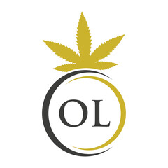 Letter OL Marijuana Logo. Cannabis Logo Sign For Therapy, Medical and Health Care