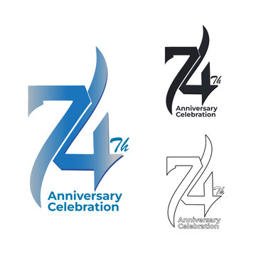 74 set logo. Vektor logo anniversary