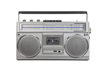 Vintage boombox portable stereo isolated with transparent background. - obrazy, fototapety, plakaty