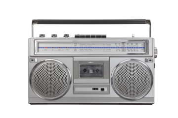 Vintage boombox portable stereo isolated with transparent background.