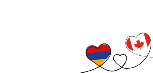 Drei verbundene Herzen mit der Flagge von Kanada und  Armenien