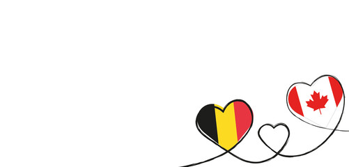 Drei verbundene Herzen mit der Flagge von Kanada und  Belgien © Roman