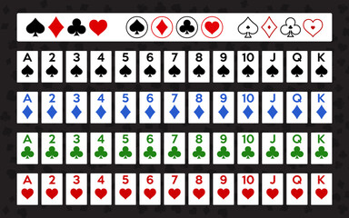 Poker and Casino. Full deck of cards for playing poker and casino with color suits. © angelmaxmixam