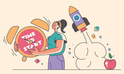 Time for start up new business innovation idea abstract concept. Vector graphic design illustration