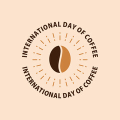 Symbol International coffee day, with coffee and cups in circles suitable for logos, posters, greeting cards, promotions.stamp