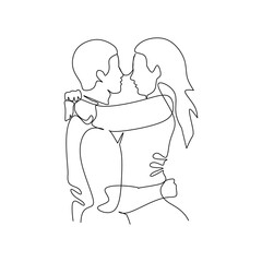 Vector illustration of couple in love drawn in line art style